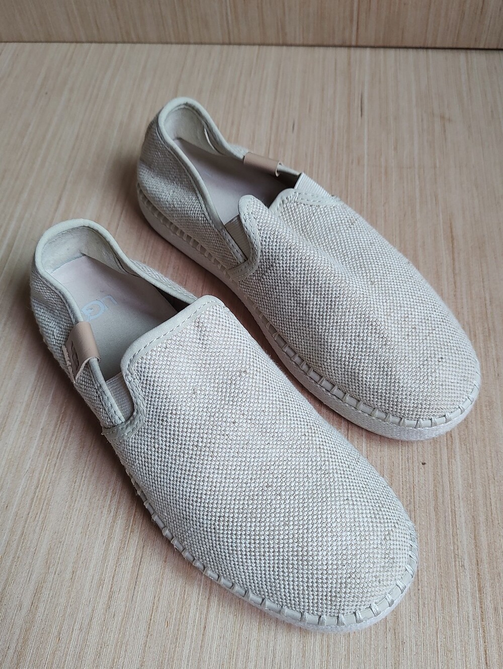 Ugg Uggs Women's Luciah Slip On Sneakers Fabric Natural Beige Flats White Size 7